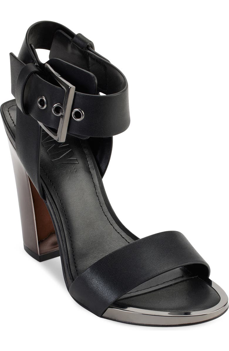 DKNY Terah Block Heel Ankle Strap Sandal, Main, color, Black
