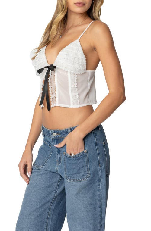 Edikted Ruffle Babydoll Crop Top In White