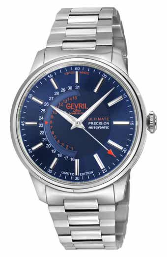 GEVRIL Guggenheim Swiss Automatic Bracelet Watch, 44mm