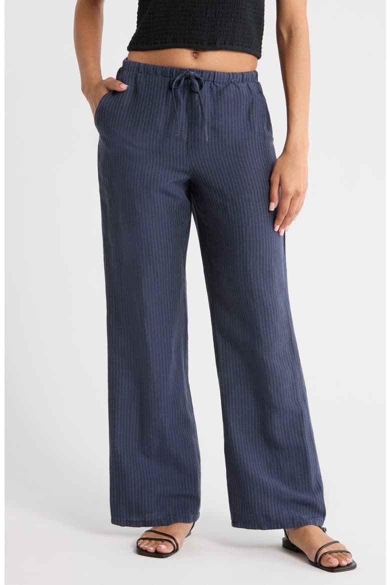 Perfect Linen Blend Drawstring Pants, Main, color, BLUE/ BLUE STRIPE