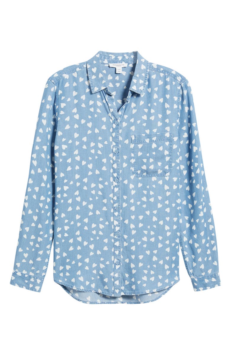 beachlunchlounge Kaylee Long Sleeve Chambray Button-Up Shirt, Alternate, color, 