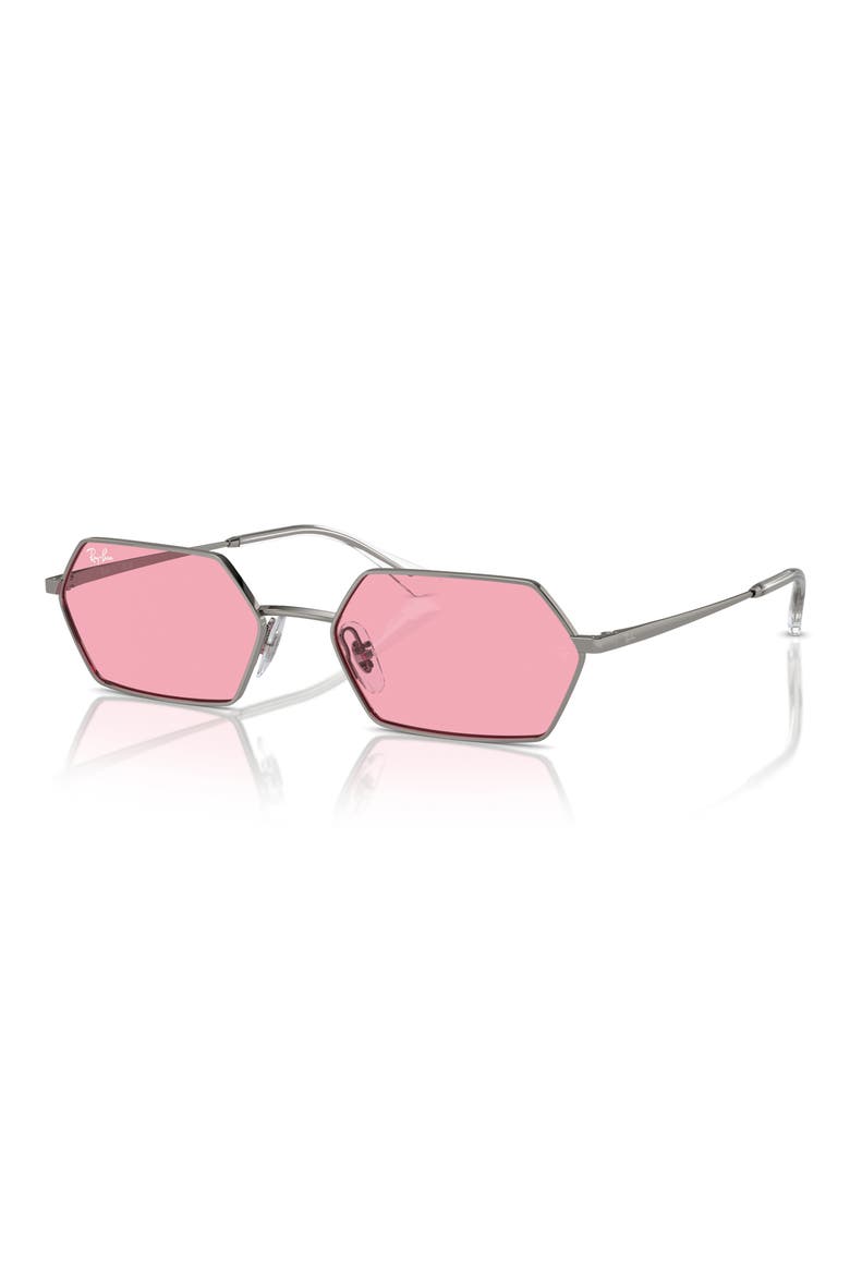 Yevi 58mm Tinted Rectangular Sunglasses, Alternate, color, PINK