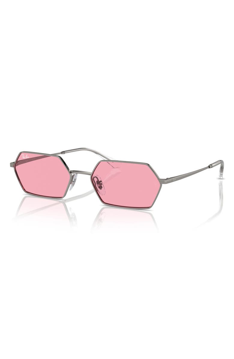 Ray-Ban 55mm Frameless Rectangle Sunglasses, Alternate, color, Pink