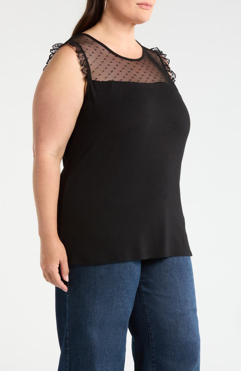 Loveappella Mesh Dot Top, Alternate, color, Black