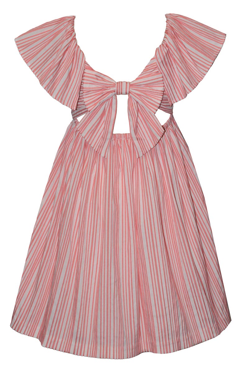 Iris & Ivy Kids' Stripe Flutter Sleeve Party Dress, Alternate, color, Coral Stripe