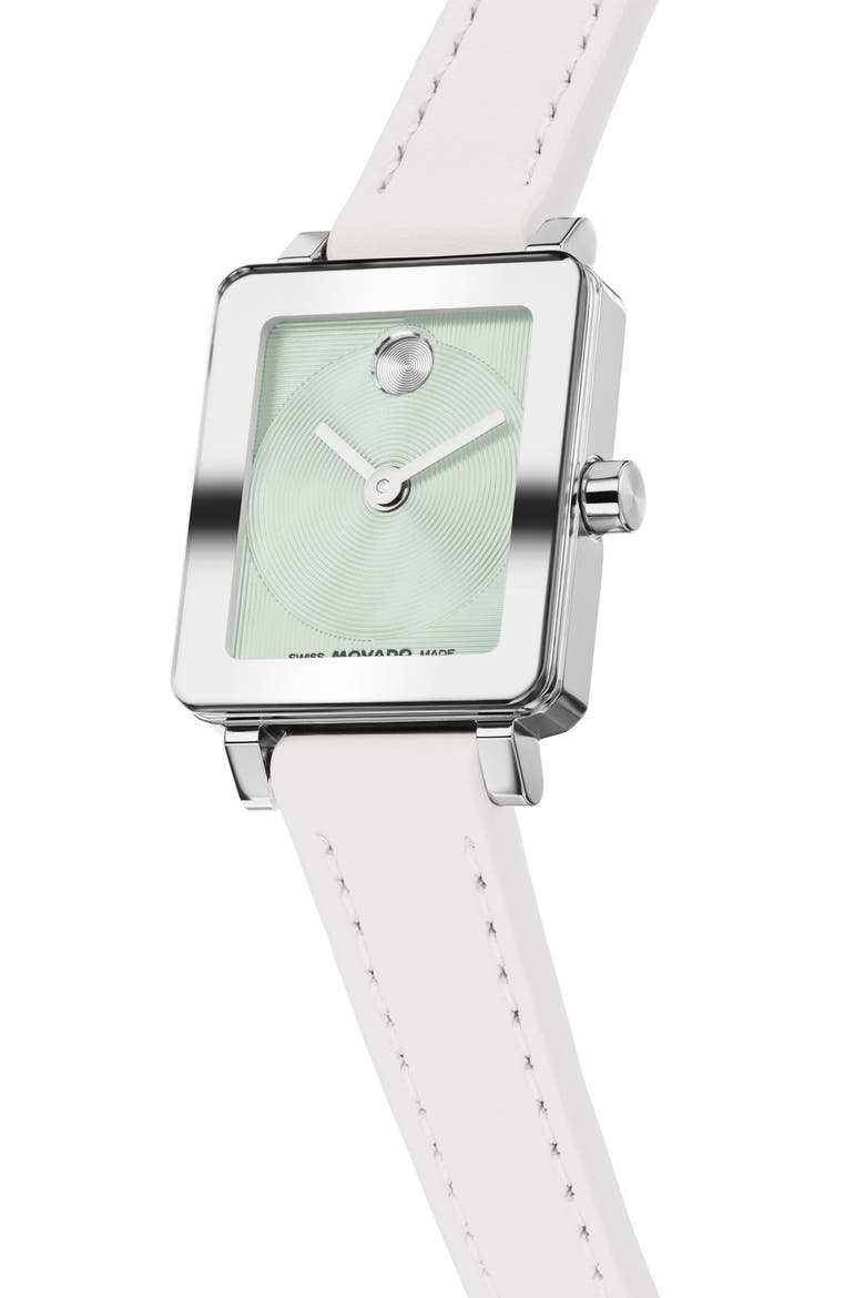 Mini Bold Evolution 2.0 Tank Leather Strap Watch, 20mm x 23mm, Alternate, color, GREEN