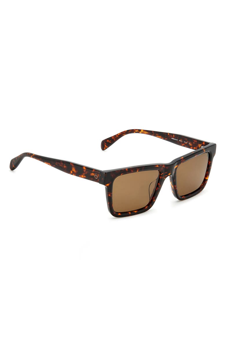 rag & bone 54mm Rectangular Sunglasses, Alternate, color, Havana/ Brown