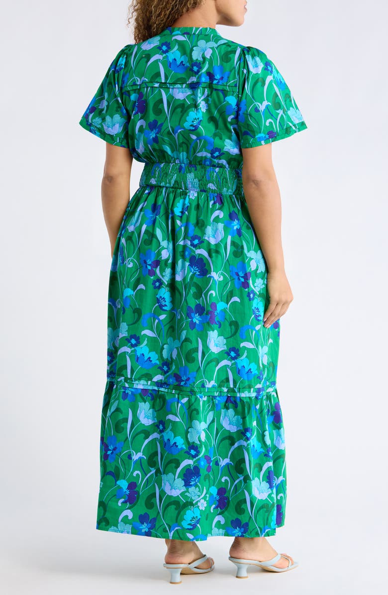 SUGARLIPS Lomeli Floral Split Neck Cotton Dress, Alternate, color, Kelly-Blues-Multi