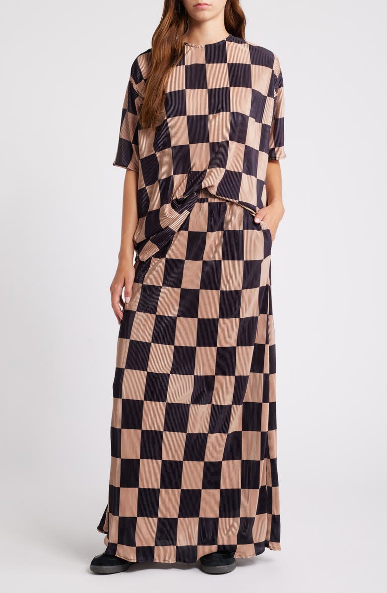 Dressed in Lala Grunge Girl Plissé Top & Maxi Skirt Set, Main, color, 