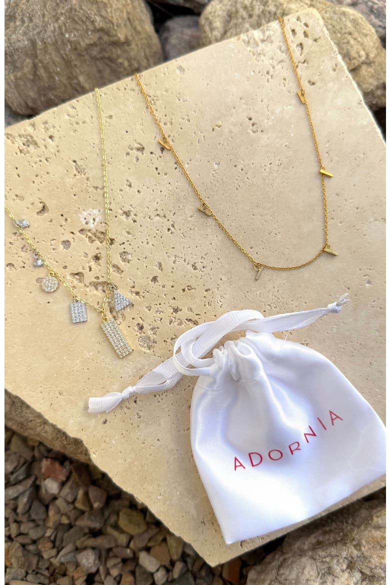Set of 2 Bar Station & Pavé Pendant Necklaces, Alternate, color, GOLD