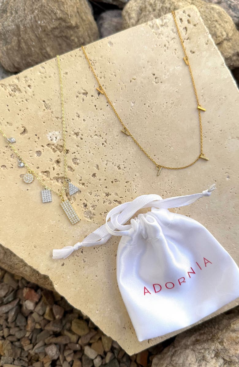 Adornia Set of 2 Bar Station & Pavé Pendant Necklaces, Alternate, color, Gold