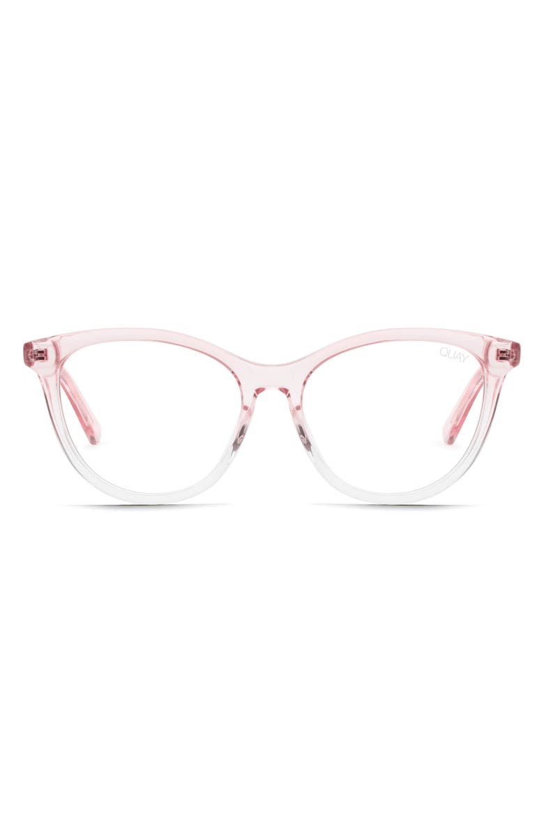 QUAY All Nighter 56mm Cat-Eye Reading Glasses, Main, color, Pink Clear / Clear Blue Light
