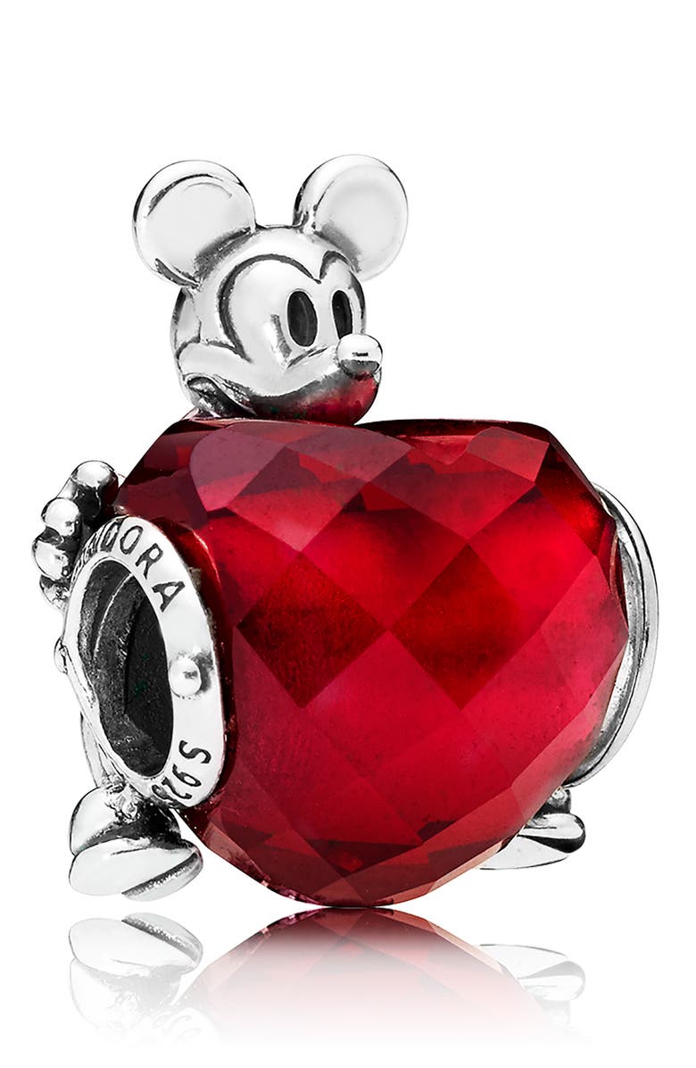PANDORA Disney Mickey Mouse Love Heart Bead Charm, Main, color,