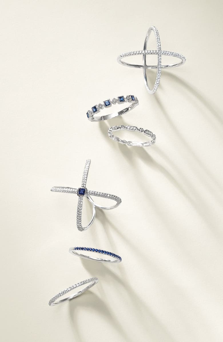 Bony Levy Diamond & Gem Crossover Ring, Alternate, color, White Gold/ Blue Sapphire