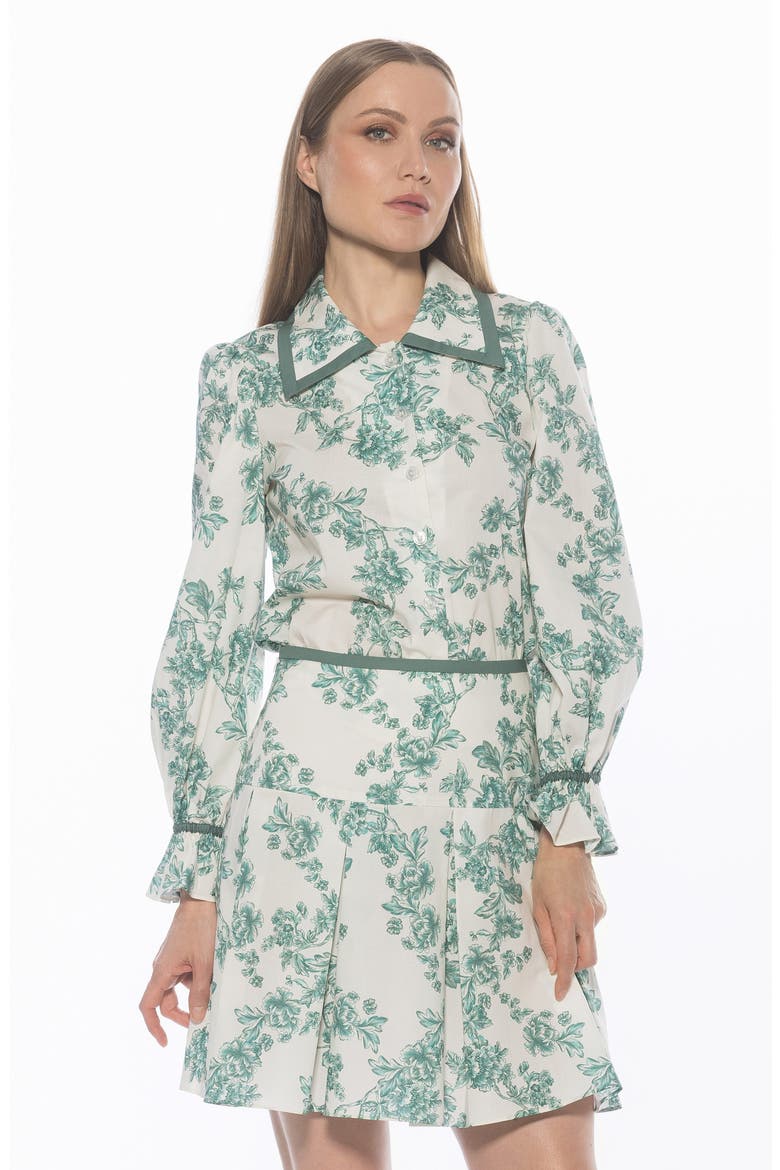 Shannan Tipped Collar Button-Up Shirt, Alternate, color, GREEN FLORAL