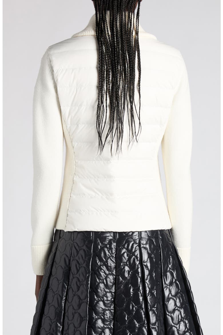 Virgin Wool Knit & Quilted Down Cardigan, Alternate, color, WHITE