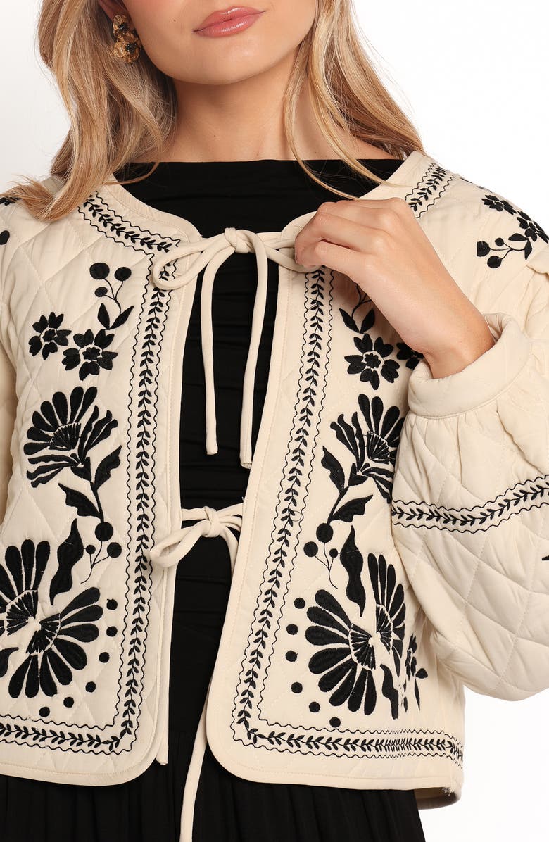 Petal & Pup Vako Floral Quilted Jacket, Alternate, color, Light Taupe