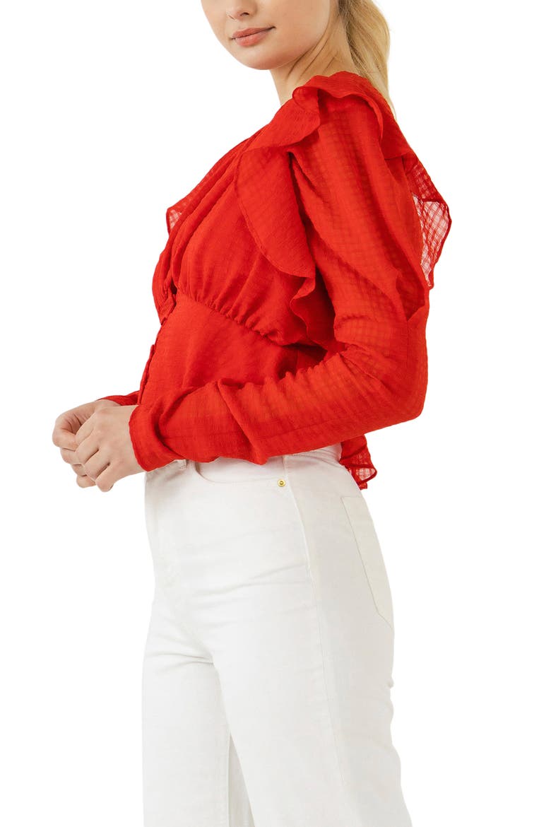 Ruffle Blouse, Alternate, color, RED