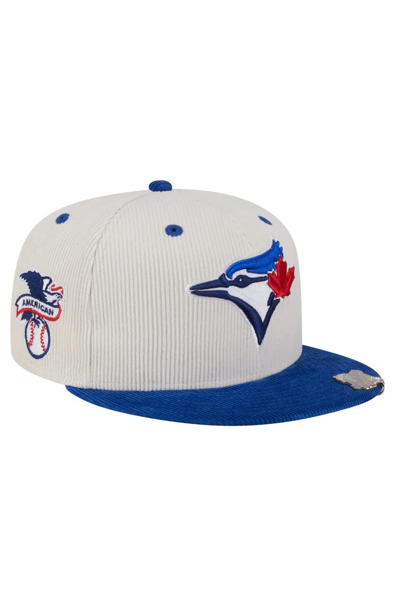 New Era Men's New Era Cream/Royal Toronto Blue Jays Two-Tone Corduroy 59FIFTY Fitted Hat, Main, color, 