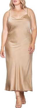 Standards & Practices Cowl Neck Satin Dress
