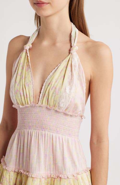 Loveshackfancy Quintelle Ruffle Halter Minidress In Taffy Twist