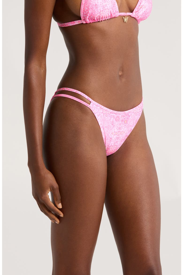 Strappy Cheeky Bikini Bottoms, Alternate, color, ROSE QUARTZ
