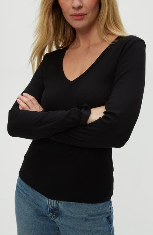 Michael Stars Remi V-neck Rib Top In Black
