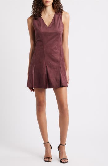 En Saison Nelly Faux Suede Minidress in Plum Brown at Nordstrom Rack, Size Small
