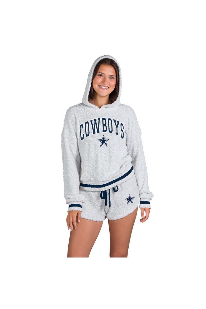 Women's Concepts Sport  Gray Dallas Cowboys Whitley Long Sleeve Hoodie Top & Shorts Set, Main, color, Gray