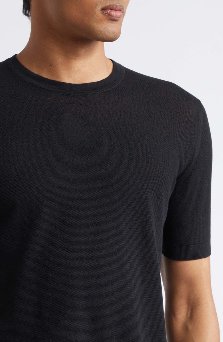 John Smedley Park Cotton Piqué T-Shirt, Alternate, color, Black