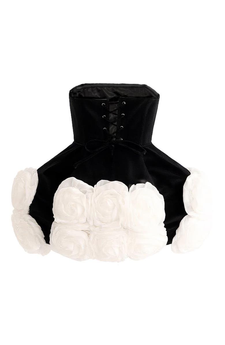 Tulleen Floral Strapless Dress, Alternate, color, Black