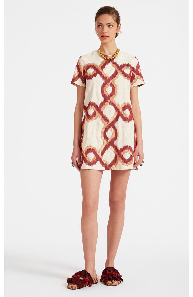 La DoubleJ Mini Swing Dress Tackle Jacquard Bordeaux, Main, color,