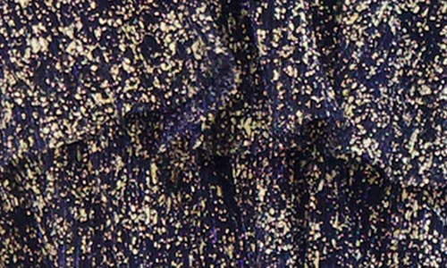 Siena Foiled Plissé Tiered Ruffle Midi Dress In Multi