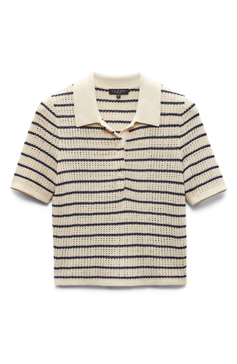 rag & bone Viola Stripe Cotton Blend Polo Sweater, Alternate, color, Trtldvmlti