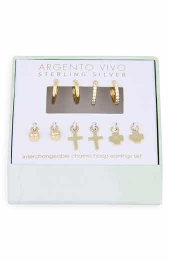Argento Vivo Sterling Silver Mixed CZ Charms & 2-Pack Huggie Hoop Earrings