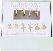 Argento Vivo Sterling Silver Mixed CZ Charms & 2-Pack Huggie Hoop Earrings