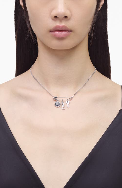 Marc Jacobs Button Charm Pendant Necklace In Metallic