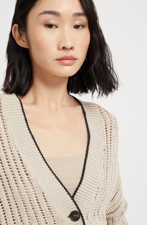 Brunello Cucinelli Plunging V-neck Sweater With Sequin Embellishments In Beige