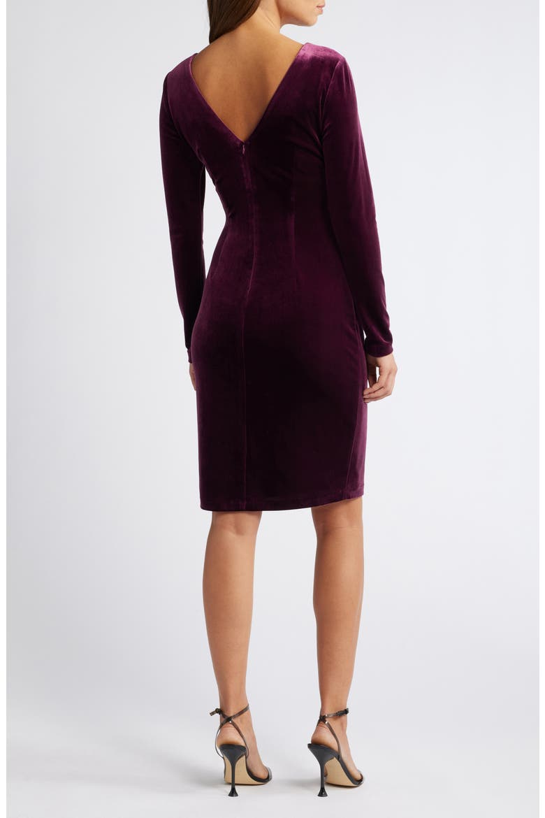 Ruched Long Sleeve Velvet Body-Con Dress, Alternate, color, PLUM