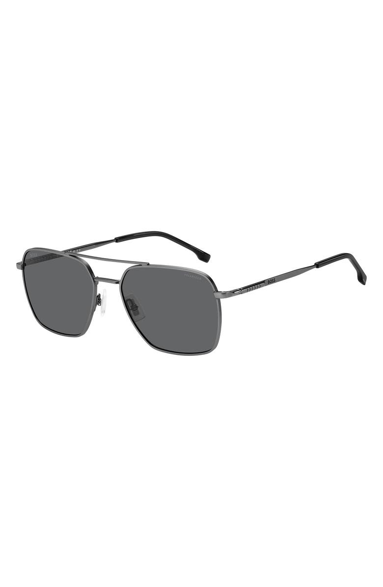 BOSS 57mm Polarized Aviator Sunglasses, Alternate, color, 