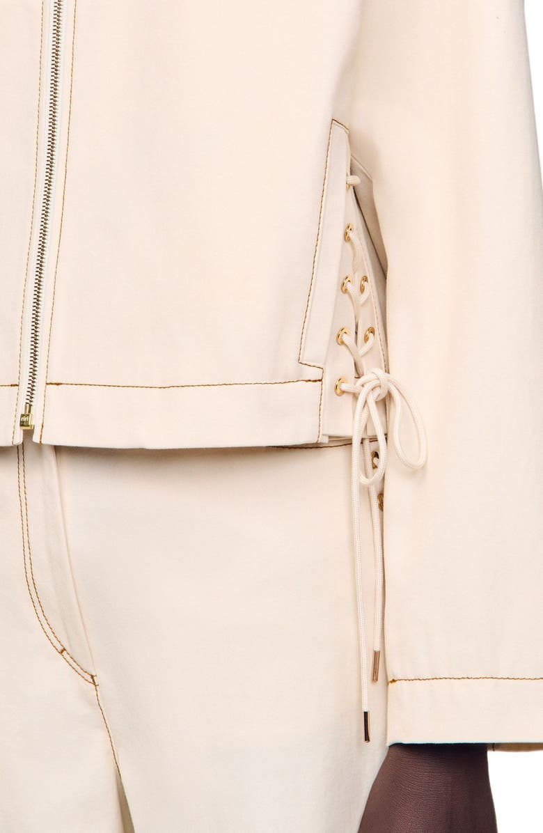 SANDRO Denim lace-up jacket, Alternate, color, 