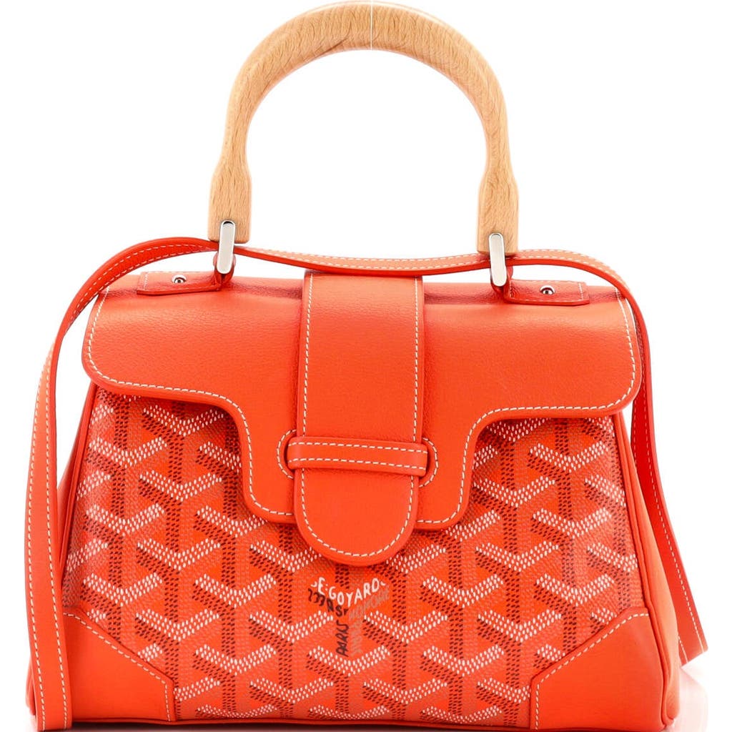 Pre-owned Goyard Goyard Saigon Top Handle Bag Coated Canvas With Leather Mini In Orange