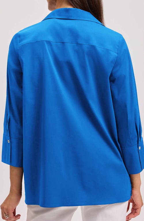 Foxcroft Julia Stretch Cotton Blend Shirt In Cobalt Blue