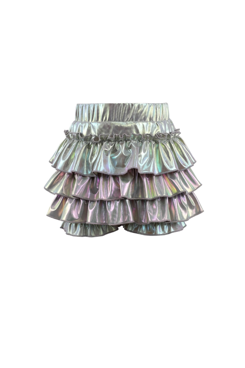 Hologram Ruffle Skort, Main, color, Silver