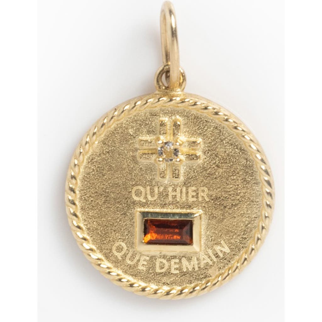 Local Eclectic Qu'hier Que Demain Solid Gold Coin Charm In Gold