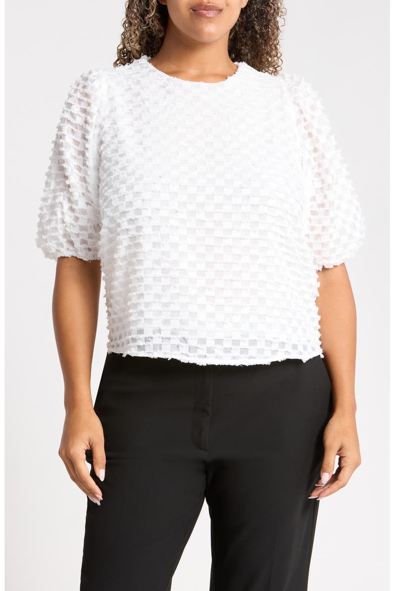 Textured Puff Sleeve Top, Main, color, WHITE