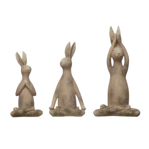 Set of 3, 12"H Polyresin Yoga Rabbit
