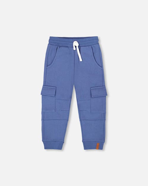 Deux Par Deux Fleece Sweatpants With Cargo Pockets In Blue