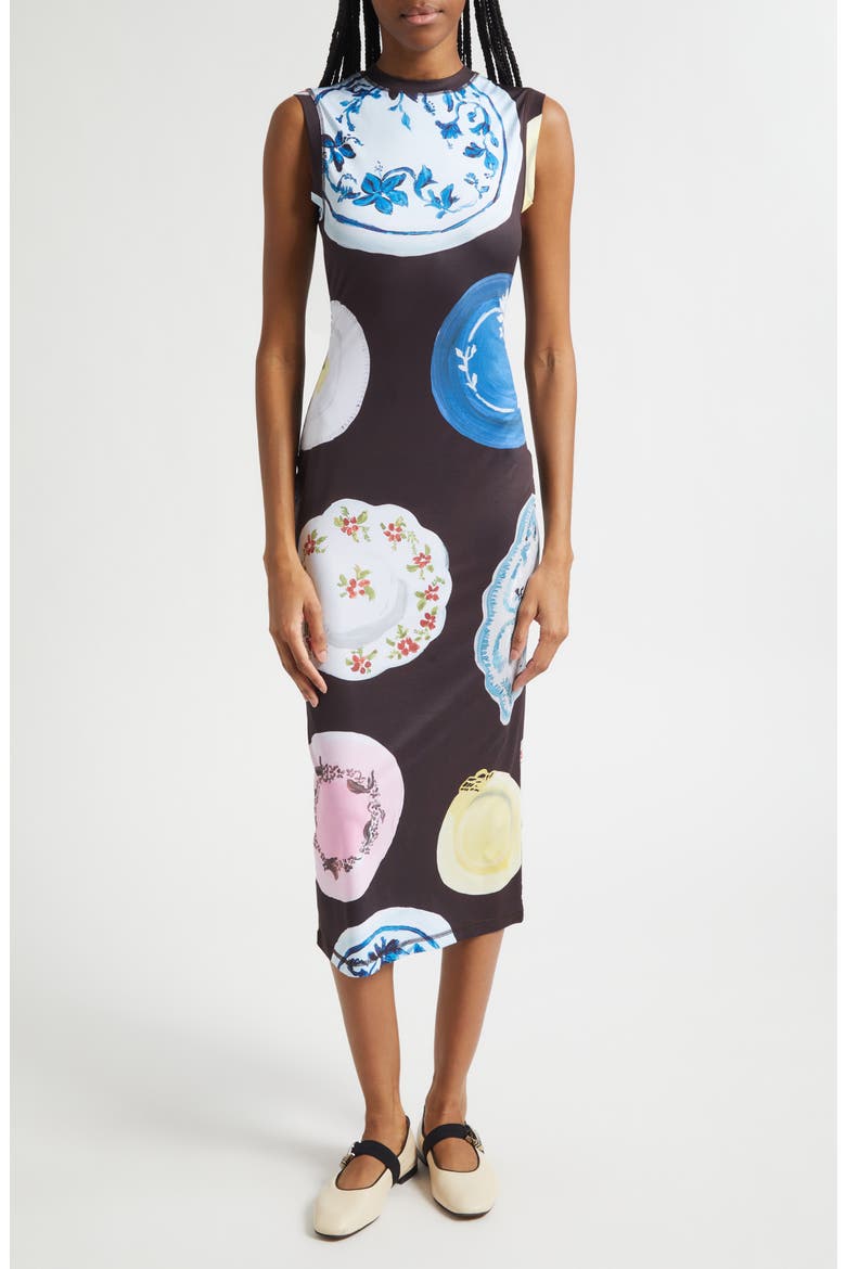 Printed Sleeveless Body-Con Dress, Main, color, THE PLATERA