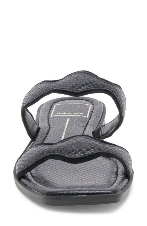 Dolce Vita Ilva Low Slide Sandal In Onyx Embossed Leather